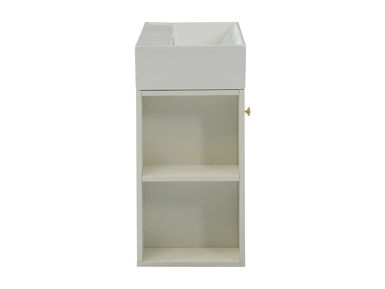 Meuble vasque suspendu 55x31x66,5 cm avec rangement sous vasque, céramique + Panneaux de particules blanc