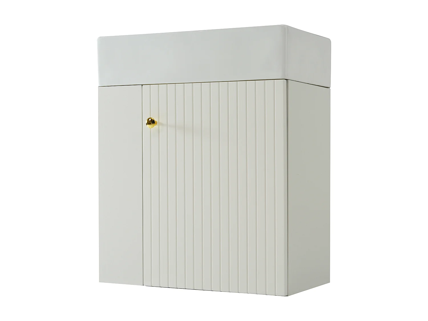 Meuble vasque suspendu 55x31x66,5 cm avec rangement sous vasque, céramique + Panneaux de particules blanc