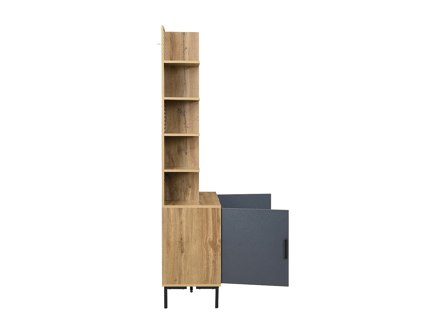 Armario Recibidor 100x40x190,5 Cm Con Ganchos Y Estantes Ajustables Aglomerado Con Patas Metálicas – Natural