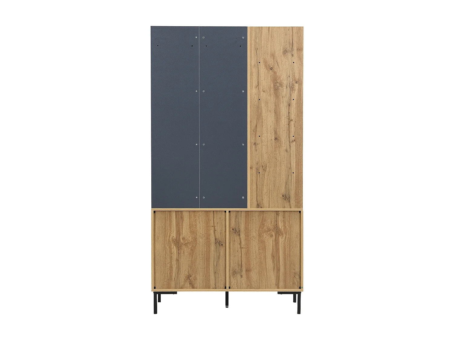 Armario Recibidor 100x40x190,5 Cm Con Ganchos Y Estantes Ajustables Aglomerado Con Patas Metálicas – Natural
