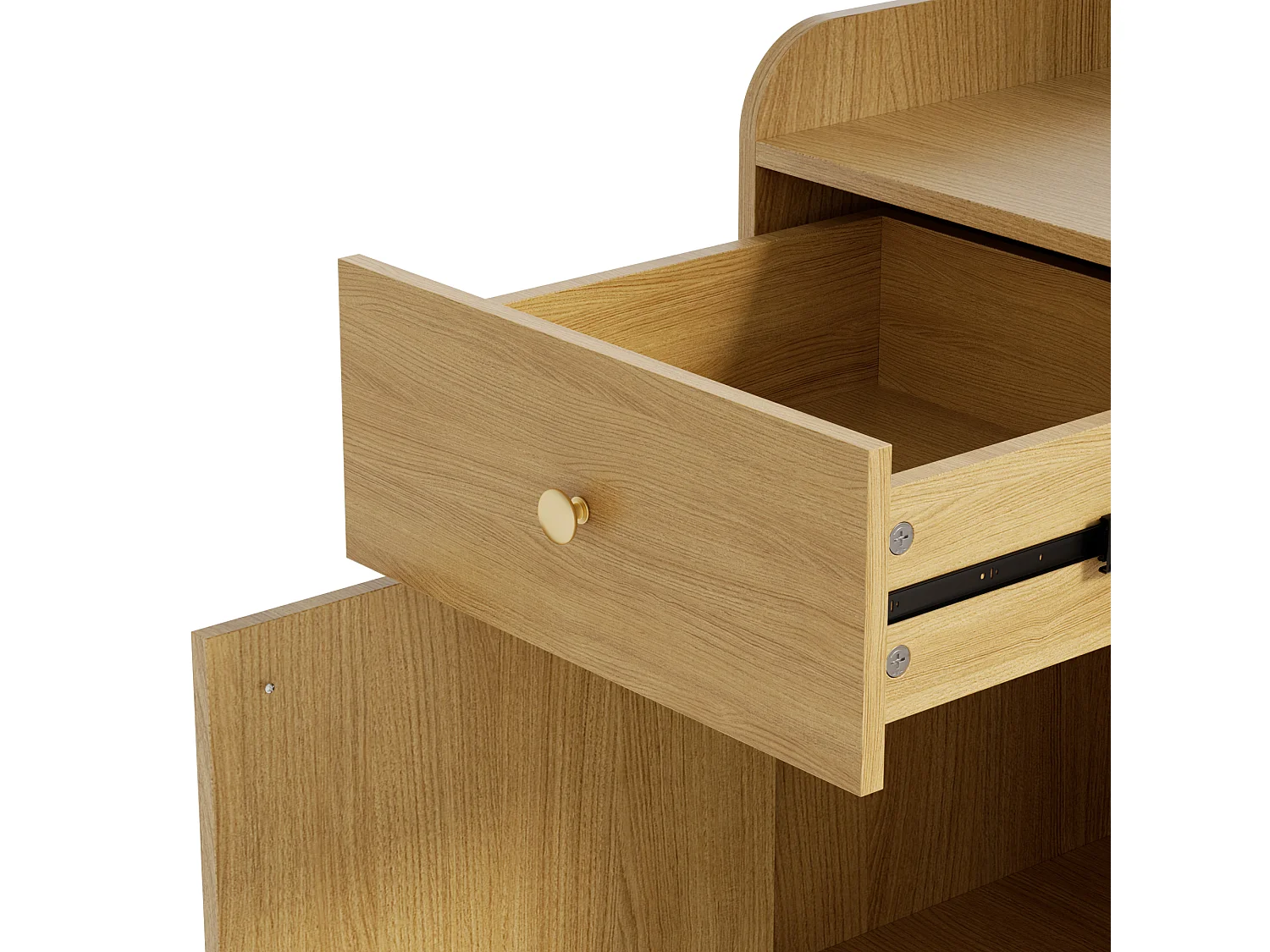 Halmeubel Garderobe – 105×38×180 cm – Met Spiegel – 2 Laden En 1 Gesloten Kast – Verstelbare Haken – Spaanplaat Houtkleurig