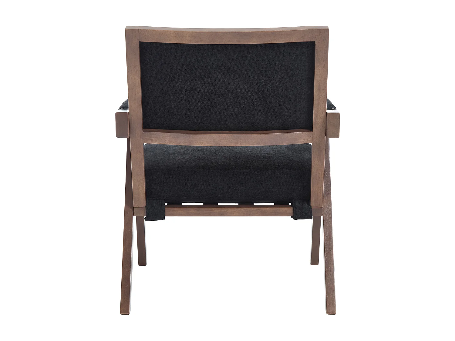 Fauteuil – 1-Zits Met Armleuningen – Dikke Kussens, Massief Houten Frame En Nieten – Ergonomisch Ontwerp Voor Woonkamer/Slaapkamer – Linnen – Zwart