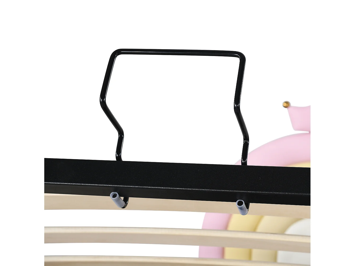 Lit enfant Lit coffre 90x200 cm, tête de lit en forme de couronne, sommier, PU rose, sans matelas