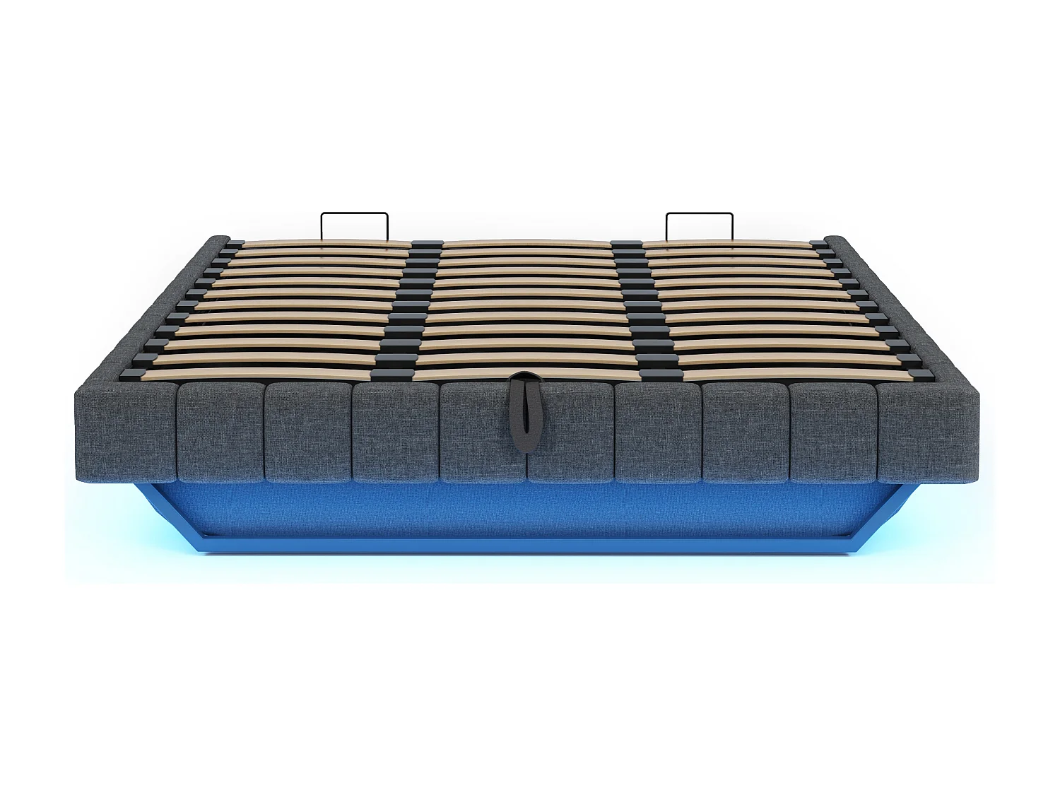 Gestoffeerd Bed 180x200 cm - Zwevend Design Met Kleurwisselende LED - Hydraulisch Opbergbed Met Liftmechanisme - Zonder Matras - Linnen Stof - Grijs