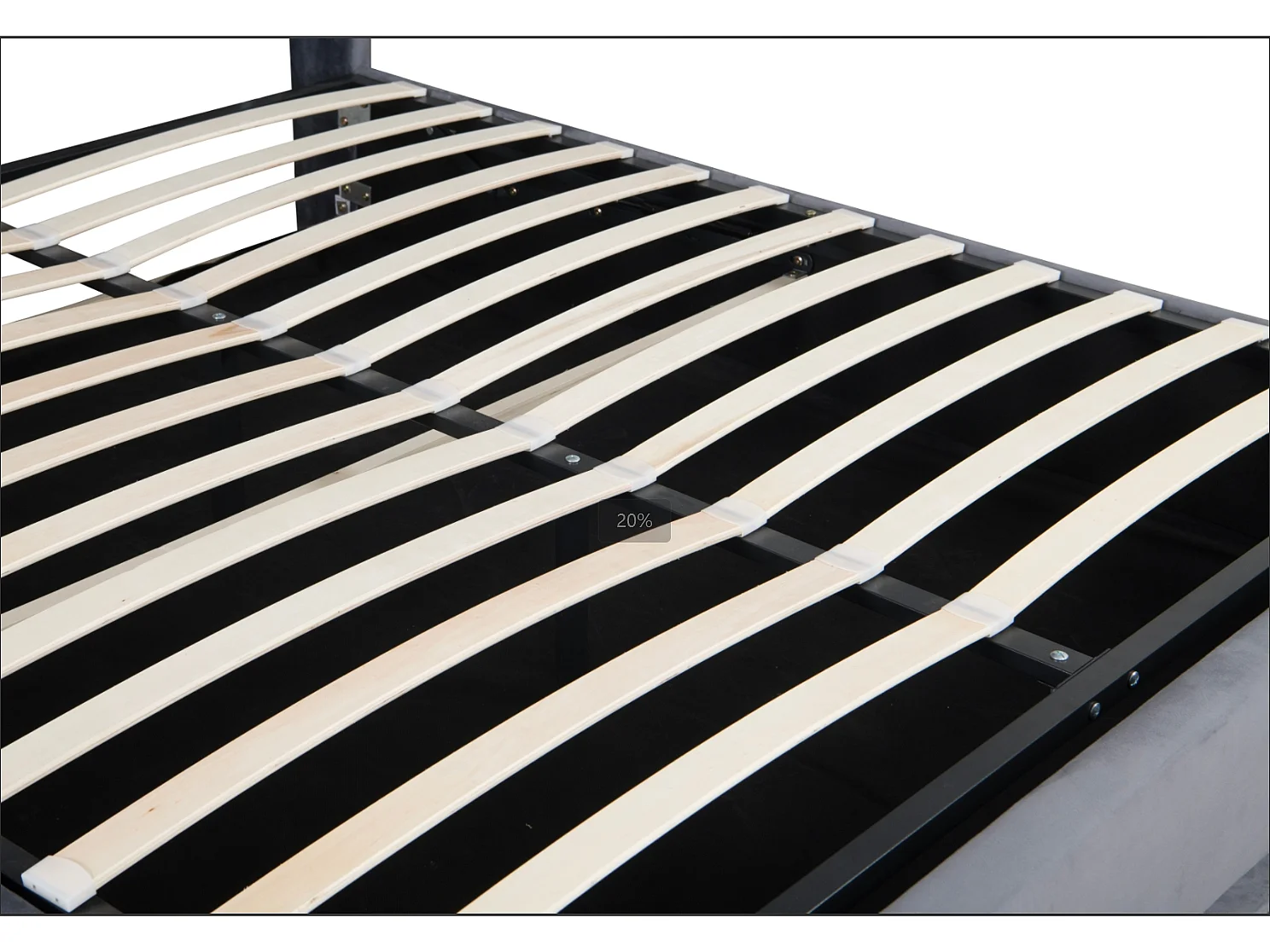 lit coffre double 140x190cm, tête de lit avec port USB, LED, en MDF+ velours gris foncé, sans matelas