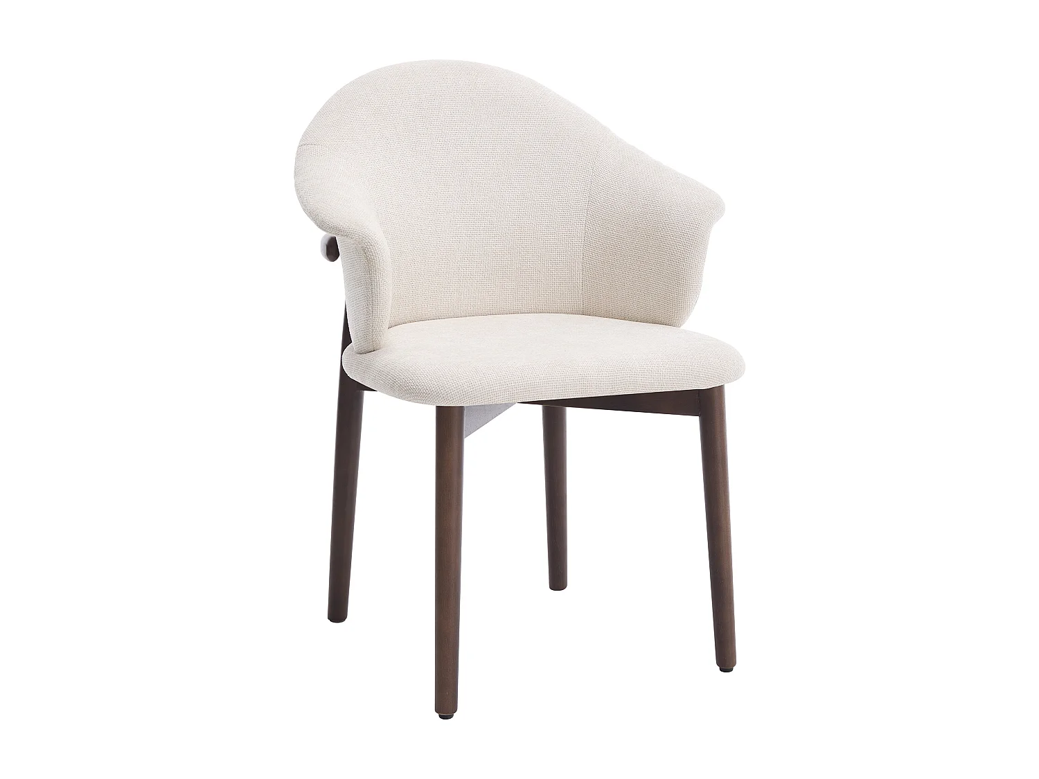 Lot de 6 chaises en tissu texturé et bois d'hévéa - Crème - LUMELY