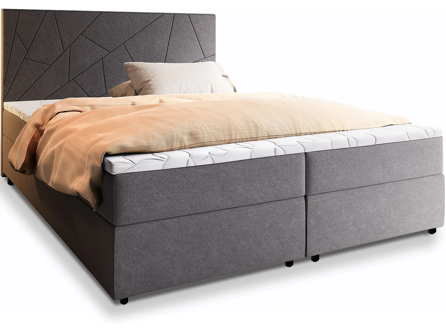 Boxspringbed MADO 140x200 cm Set met hoofdbord, bedbodem en matras, Antracietgrijs