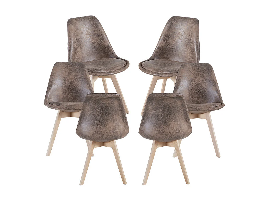 Packs Sillas Comedor - Pack 6 Sillas Synk Vintage - Marrón Claro