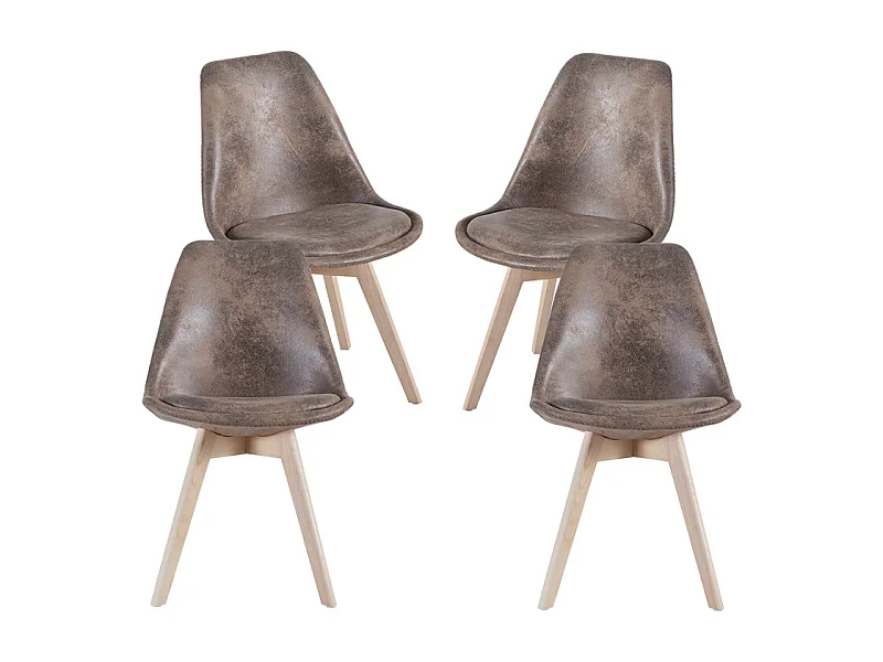 Packs Sillas Comedor - Pack 4 Sillas Synk Vintage - Marrón Claro