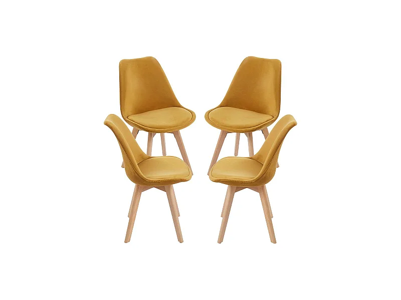 Packs Sillas Comedor - Pack 4 Sillas Synk Terciopelo - Mostaza