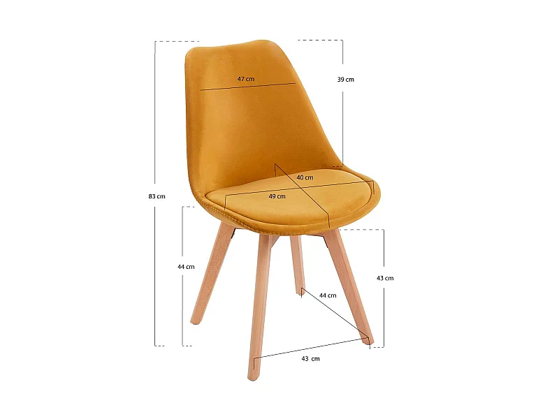 Packs Sillas Comedor - Pack 4 Sillas Synk Terciopelo - Mostaza
