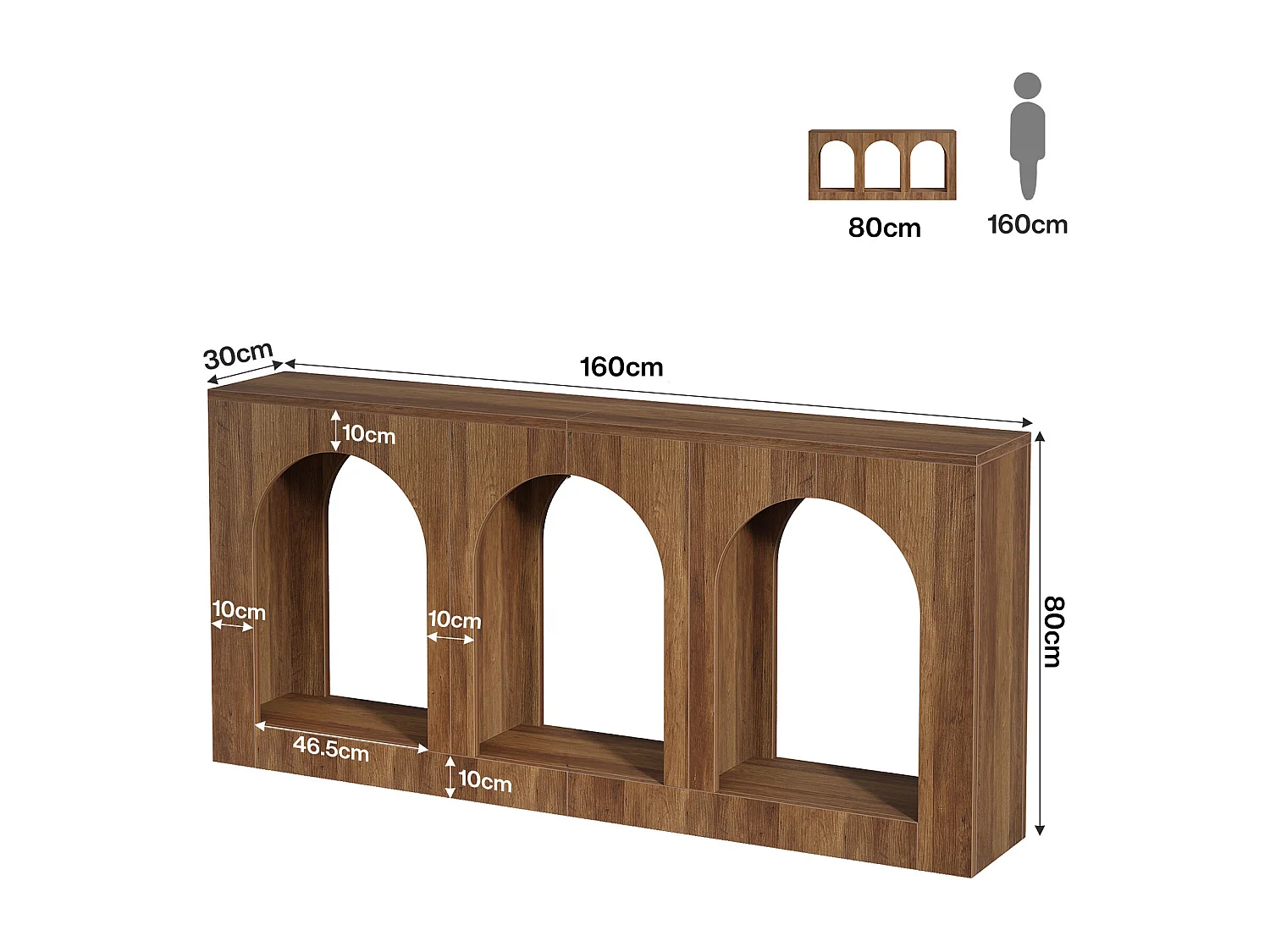 Console, table d'entrée avec 3 étagères cintrées, tables d'entrée avec rangement pour hall d'entrée