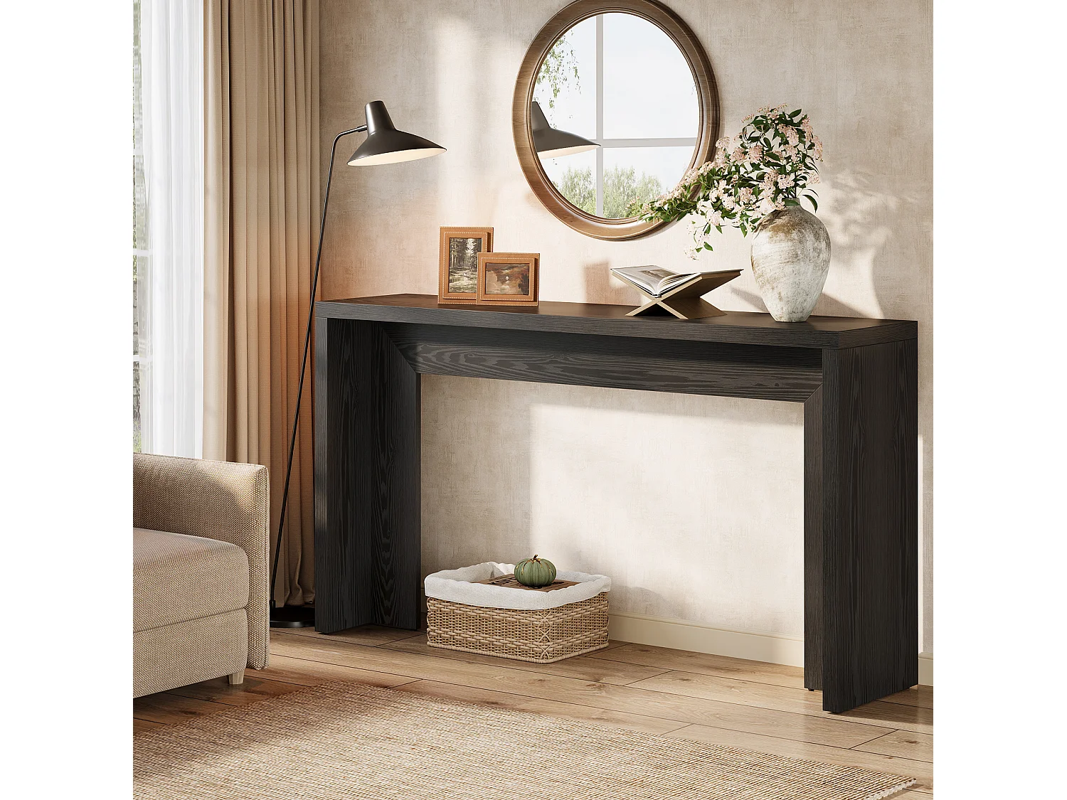 Mesa de consola, mesa de sofá con almacenamiento para entrada, vestíbulo, pasillo, sala de estar