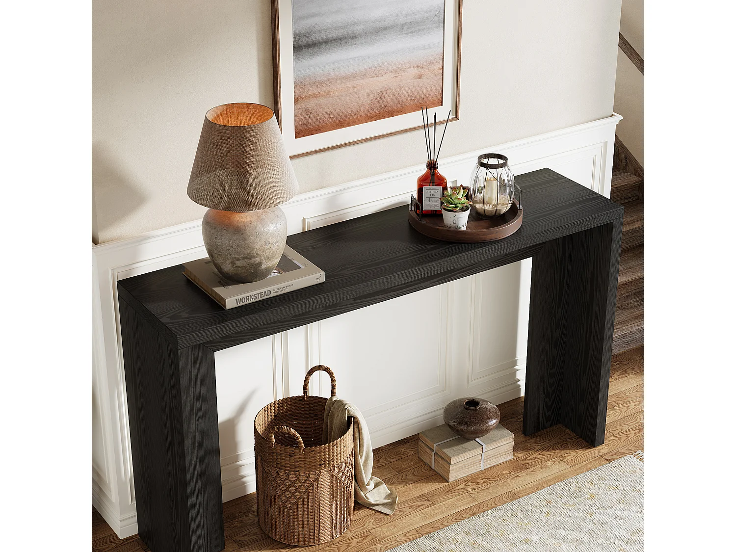 Mesa de consola, mesa de sofá con almacenamiento para entrada, vestíbulo, pasillo, sala de estar