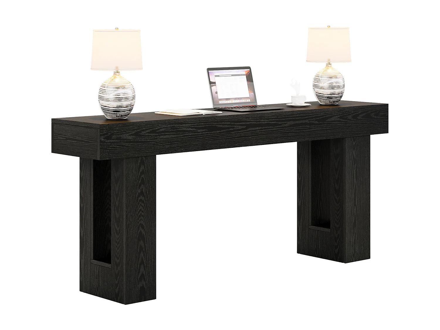 Konsole, 160 cm Bauernhaus-Eingangstisch, rechteckiger Holz-Akzent-Konsole für Eingang, Flur & Wohnzimmer (Schwarz)