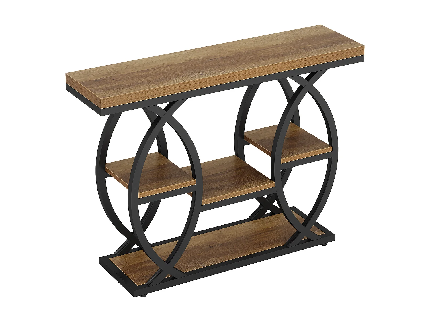 Table d'entrée industrielle à 4 niveaux avec étagères de rangement, tables d'appoint étroites