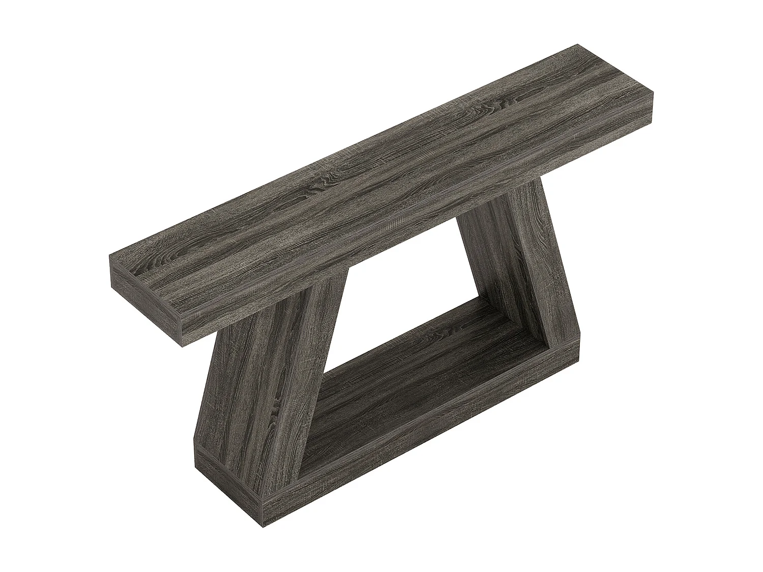 Consoletafel, 140 cm, rustieke bijzettafel met opbergruimte, haltafel, woonkamertafel, grijs