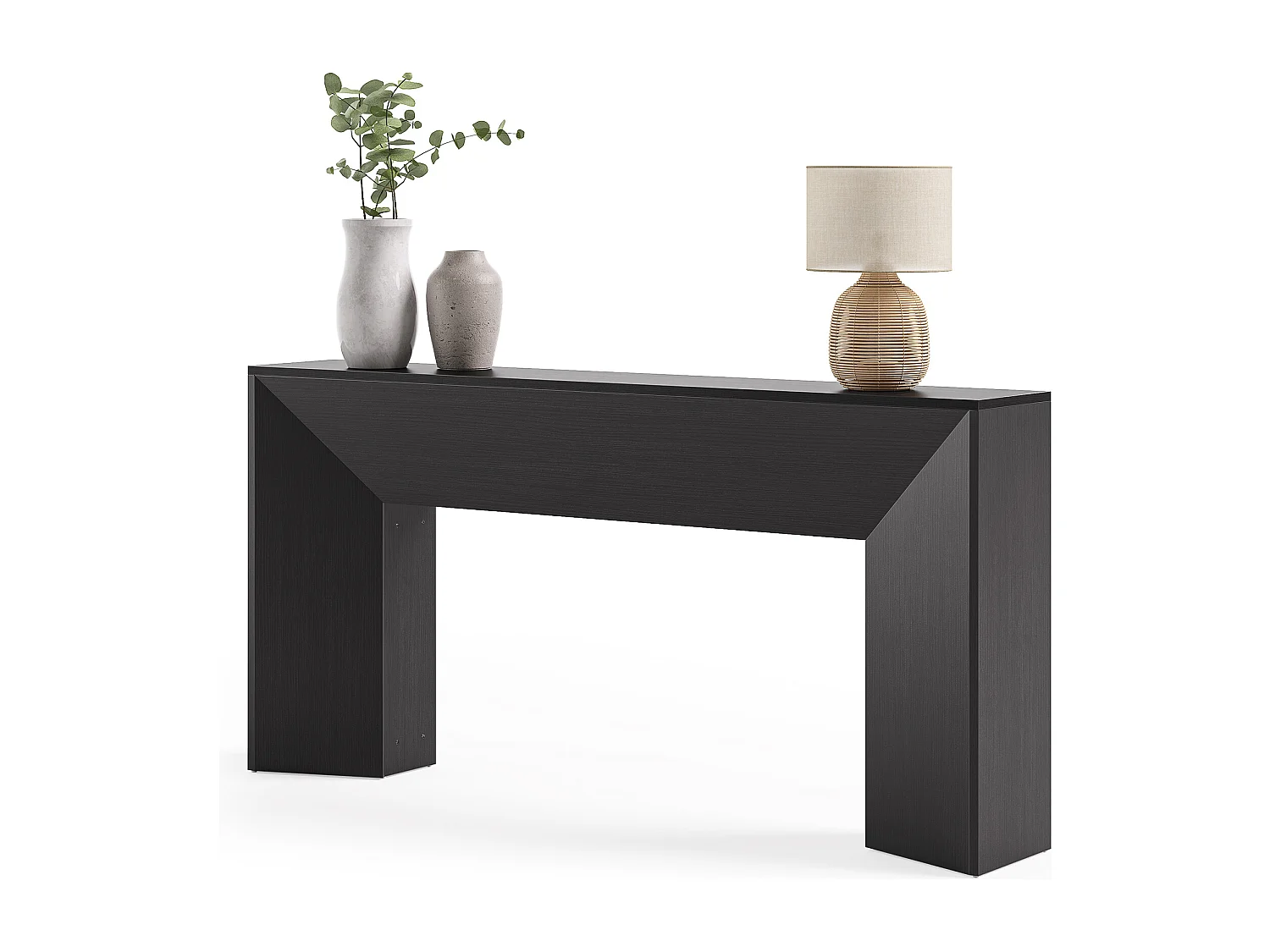 Konsole für die Eingangshalle, 160 cm extra lange schwarze Sofatabelle für das Wohnzimmer