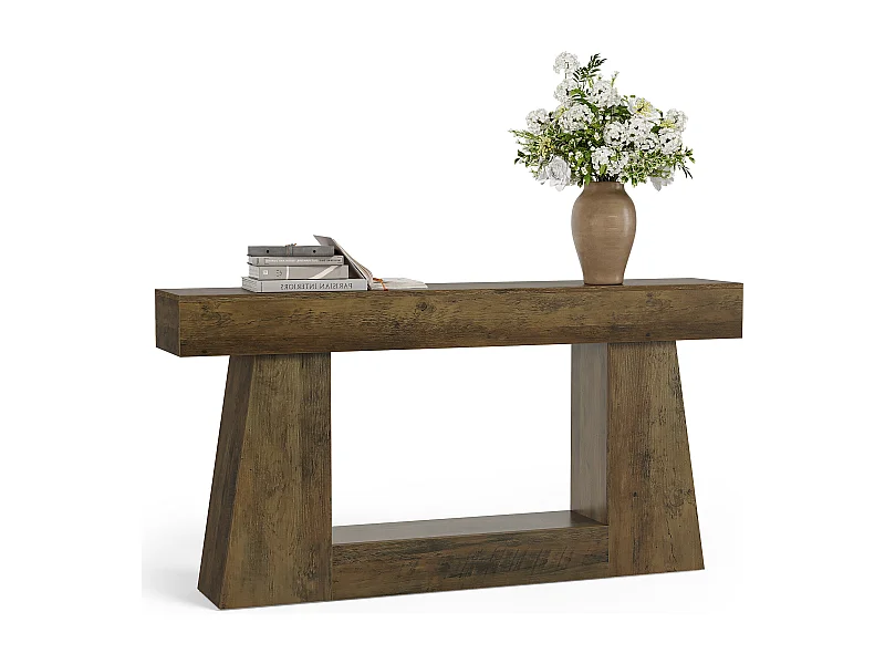 Console de style campagnard avec rangement, table d'appoint rustique pour entrée, table basse étroite à placer derrière le canapé
