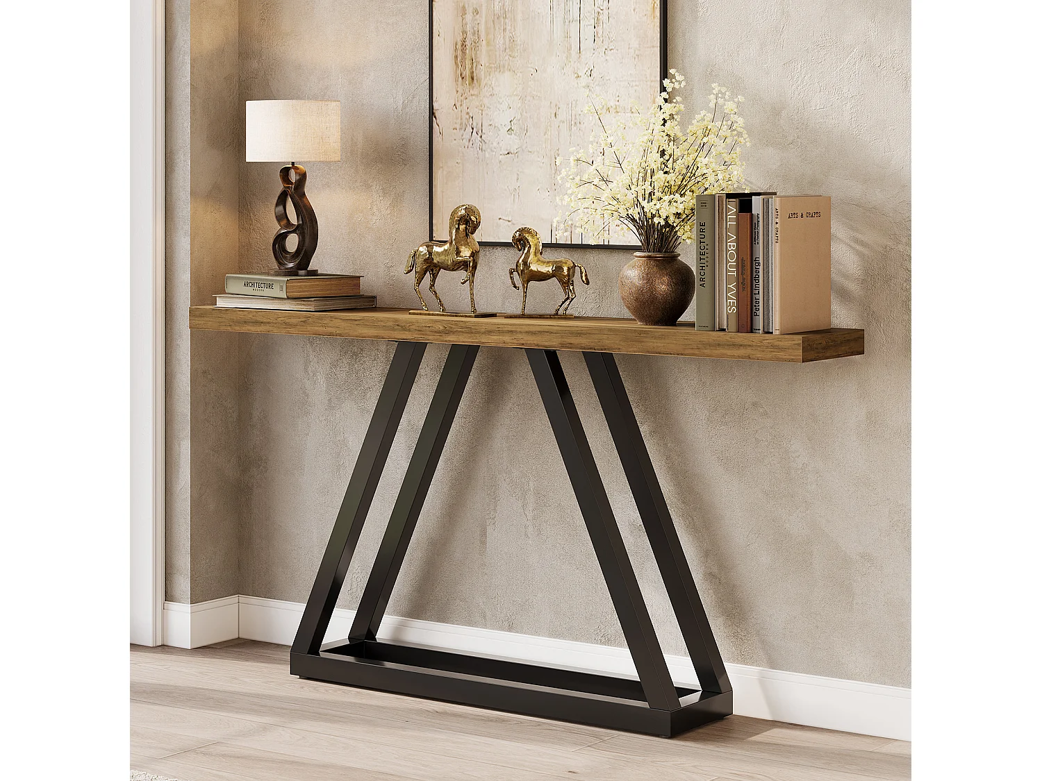 Console étroite de 160 cm – idéale comme table d'appoint derrière le canapé, design moderne pour les entrées
