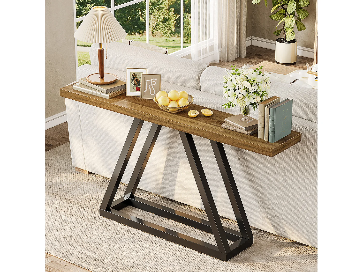 Console étroite de 160 cm – idéale comme table d'appoint derrière le canapé, design moderne pour les entrées
