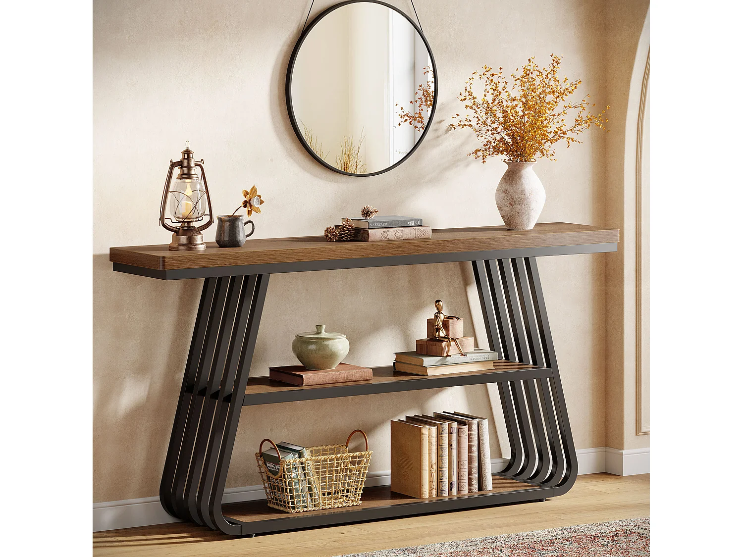 3-Tier Konsole Tisch Sofa Tisch mit Ablagen, Eingangstisch für das Wohnzimmer