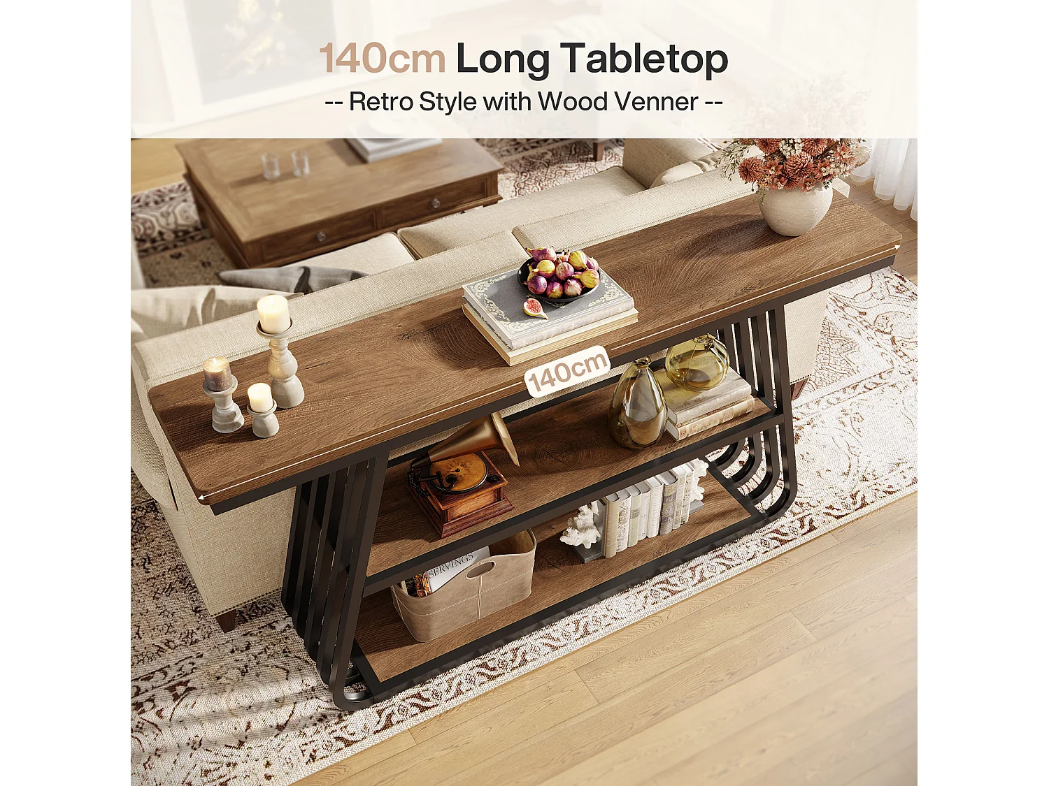 3-Tier Konsole Tisch Sofa Tisch mit Ablagen, Eingangstisch für das Wohnzimmer