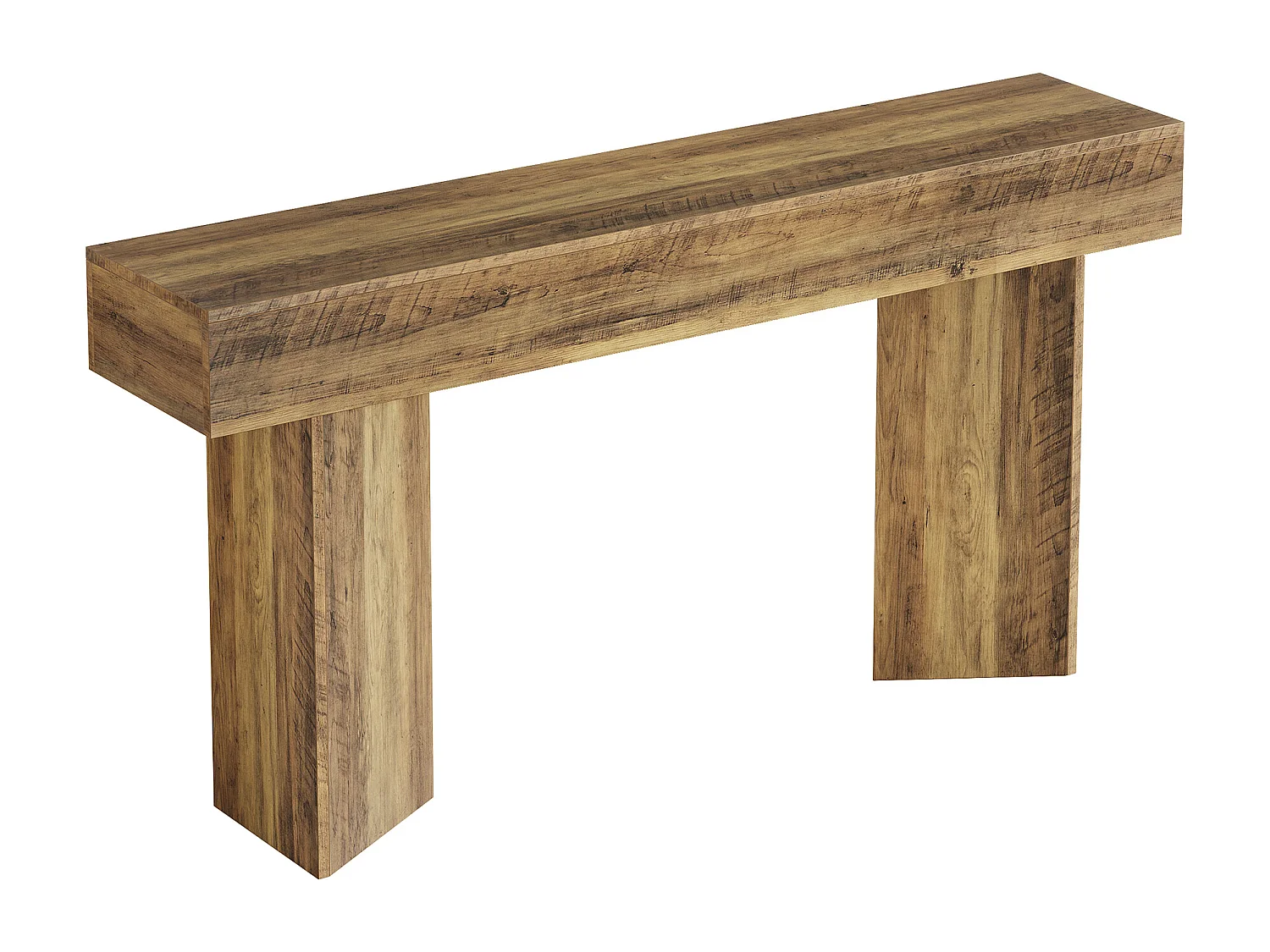 Console de 160 cm pour entrée, style rustique campagnard, en MDF marron.