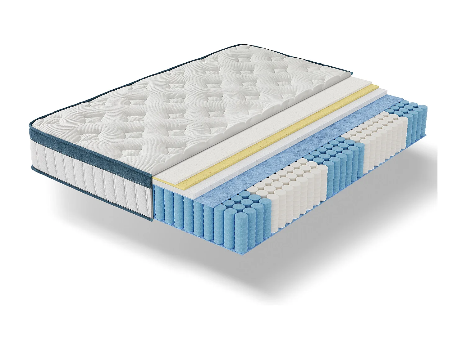 Matelas 90 x 200 cm, hauteur 22 cm, matelas à ressorts ensachés, dureté moyenne H3, matelas à ressorts avec mousse à mémoire de forme en gel