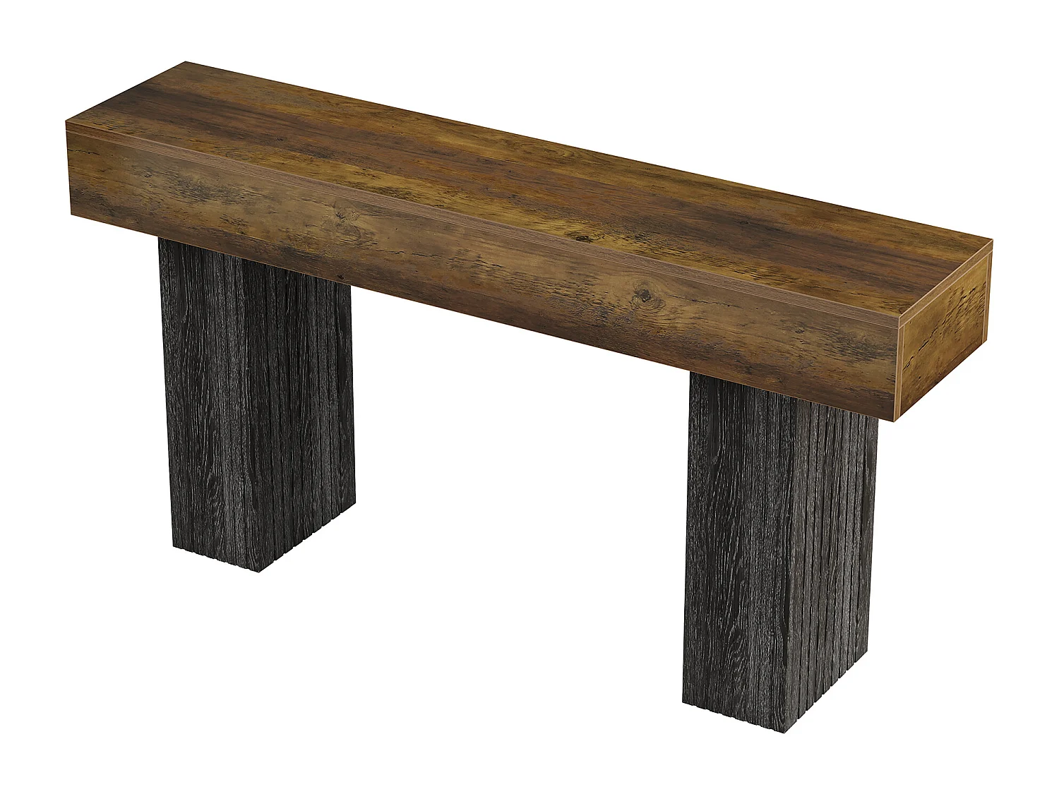 Długi stół do przedpokoju, konsola w stylu rustykalnym za kanapą do przedpokoju, korytarza, salonu