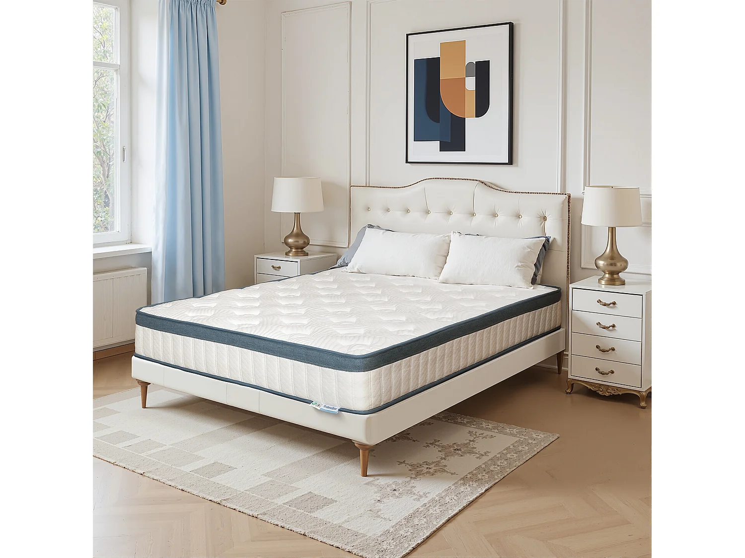 Matelas 180 x 200 cm, hauteur 25 cm, matelas à ressorts ensachés, dureté moyenne H3, matelas à ressorts avec mousse à mémoire de forme en gel