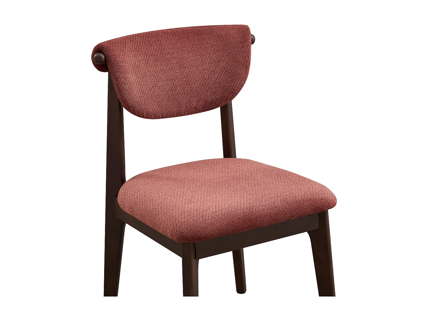 Lot de 6 chaises en tissu texturé et bois d'hévéa - Brun - GABIEL