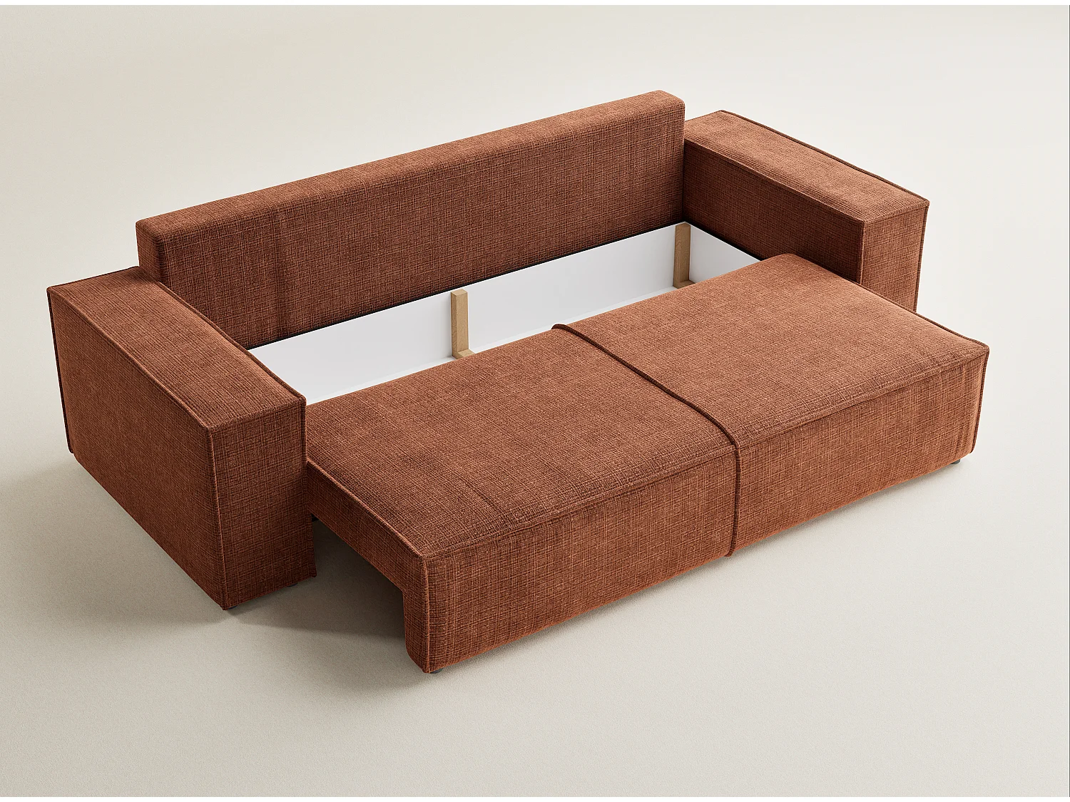 Kanapa 3-osobowa rozkładana z szenilowej tkaniny - miedziana - MILOS