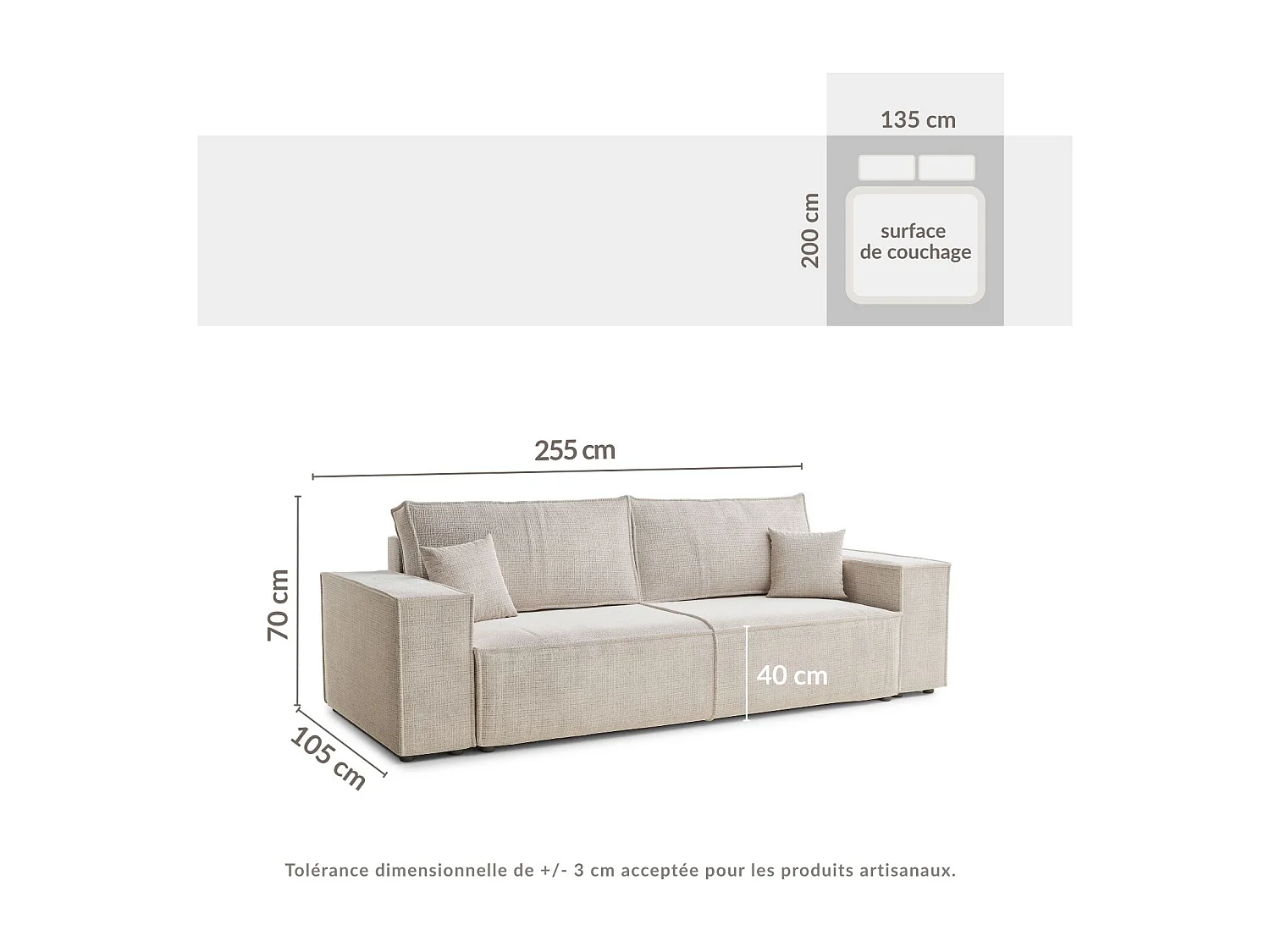 Kanapa 3-osobowa rozkładana z szenilowej tkaniny - miedziana - MILOS