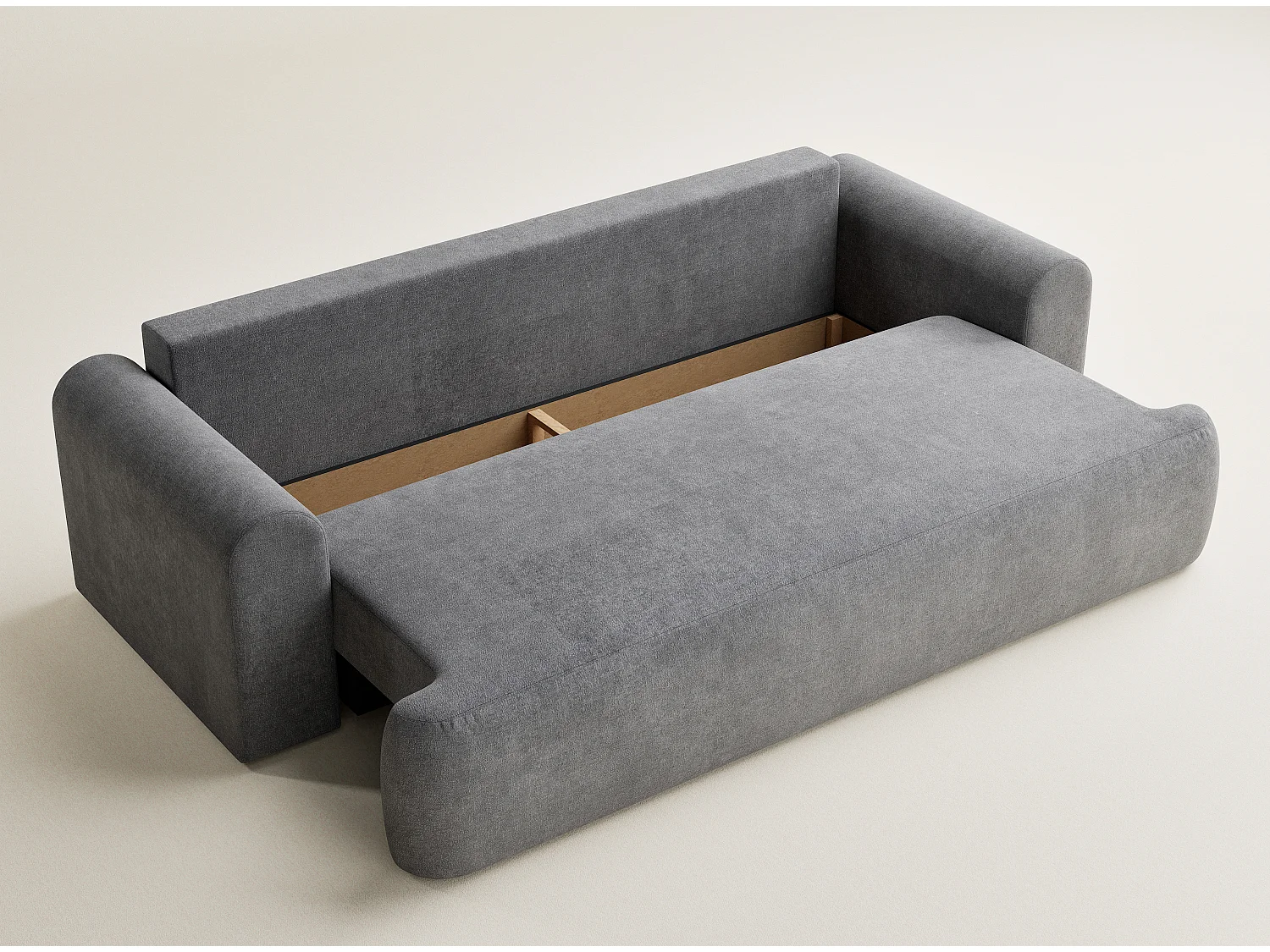 3-zits slaapbank met opbergruimte - chenille stof - grijs - TOLUCA