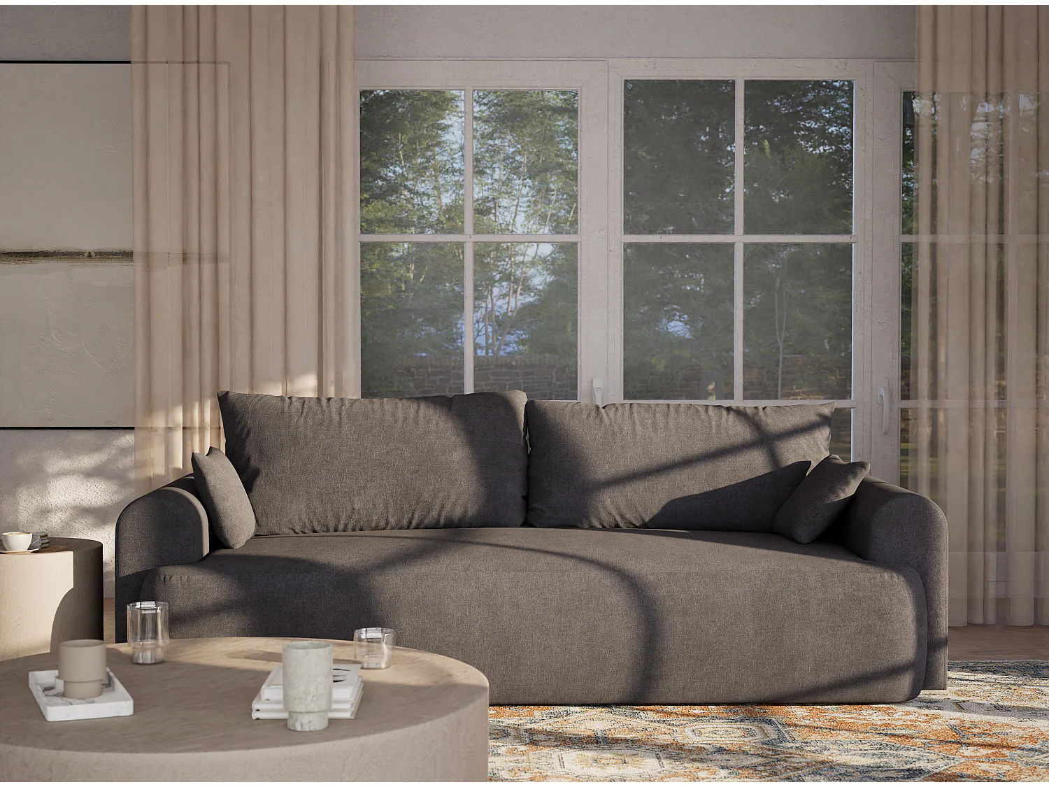 3-zits slaapbank met opbergruimte - chenille stof - grijs - TOLUCA