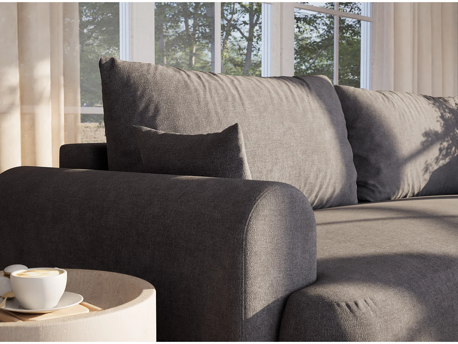 3-zits slaapbank met opbergruimte - chenille stof - grijs - TOLUCA