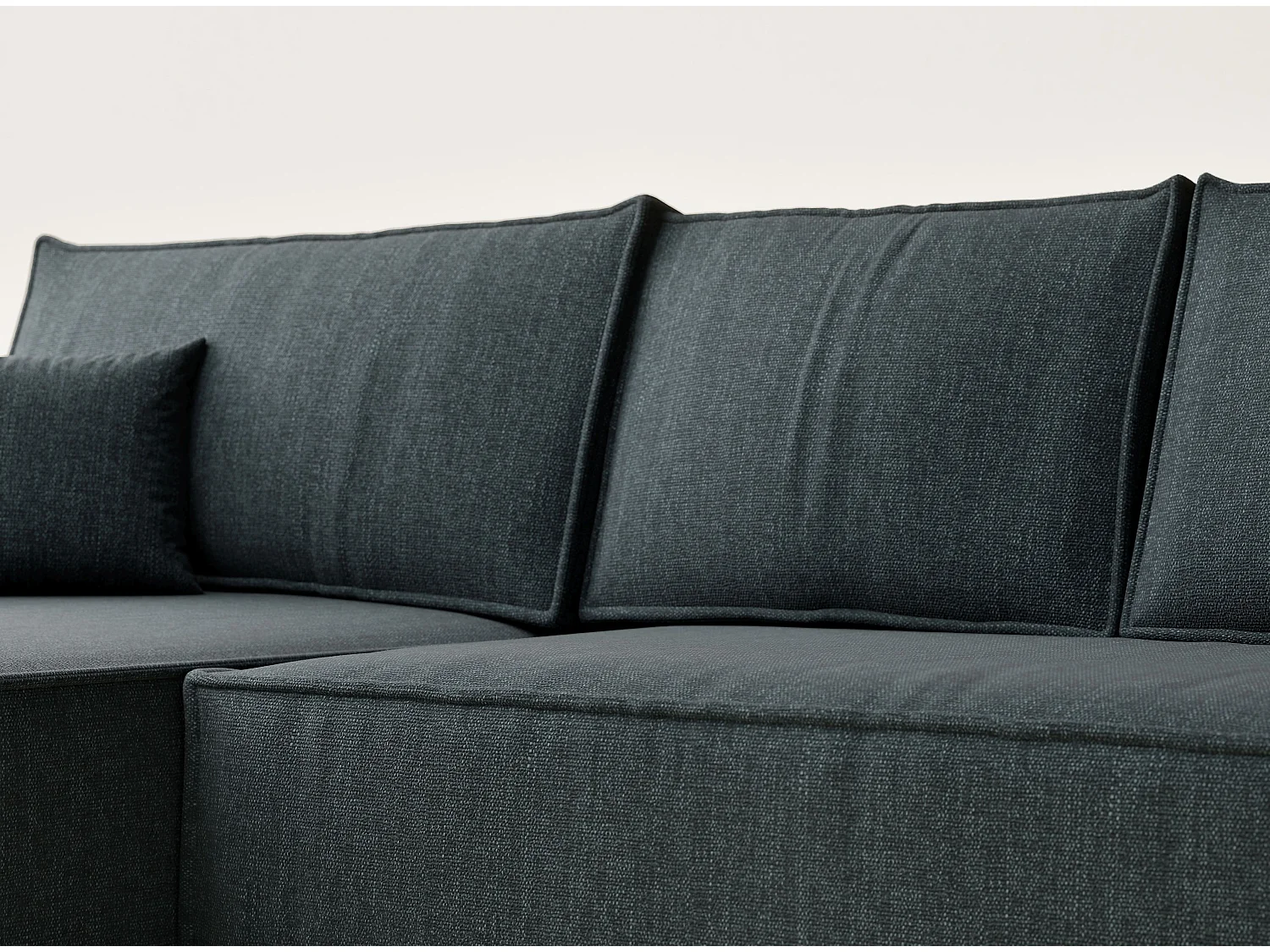 Narożnik lewostronny 5-osobowy rozkładany w tkaninie plecionej - turkusowy - MAZE