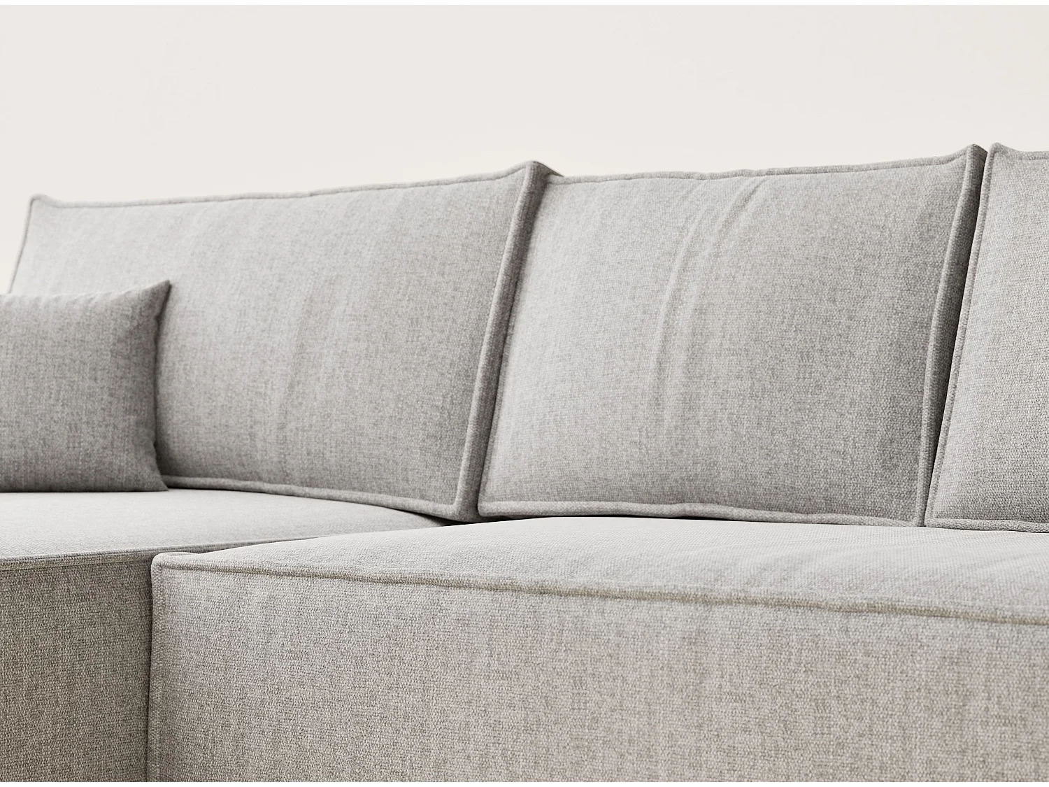 Narożnik lewostronny 5-osobowy rozkładany w tkaninie plecionej - beżowoszary - MAZE