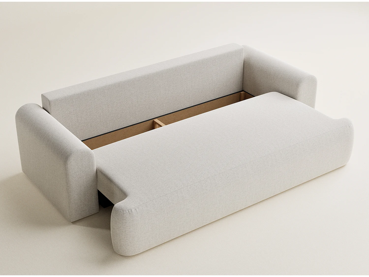 Canapé 3 places convertible en tissu tressé beige clair TOLUCA