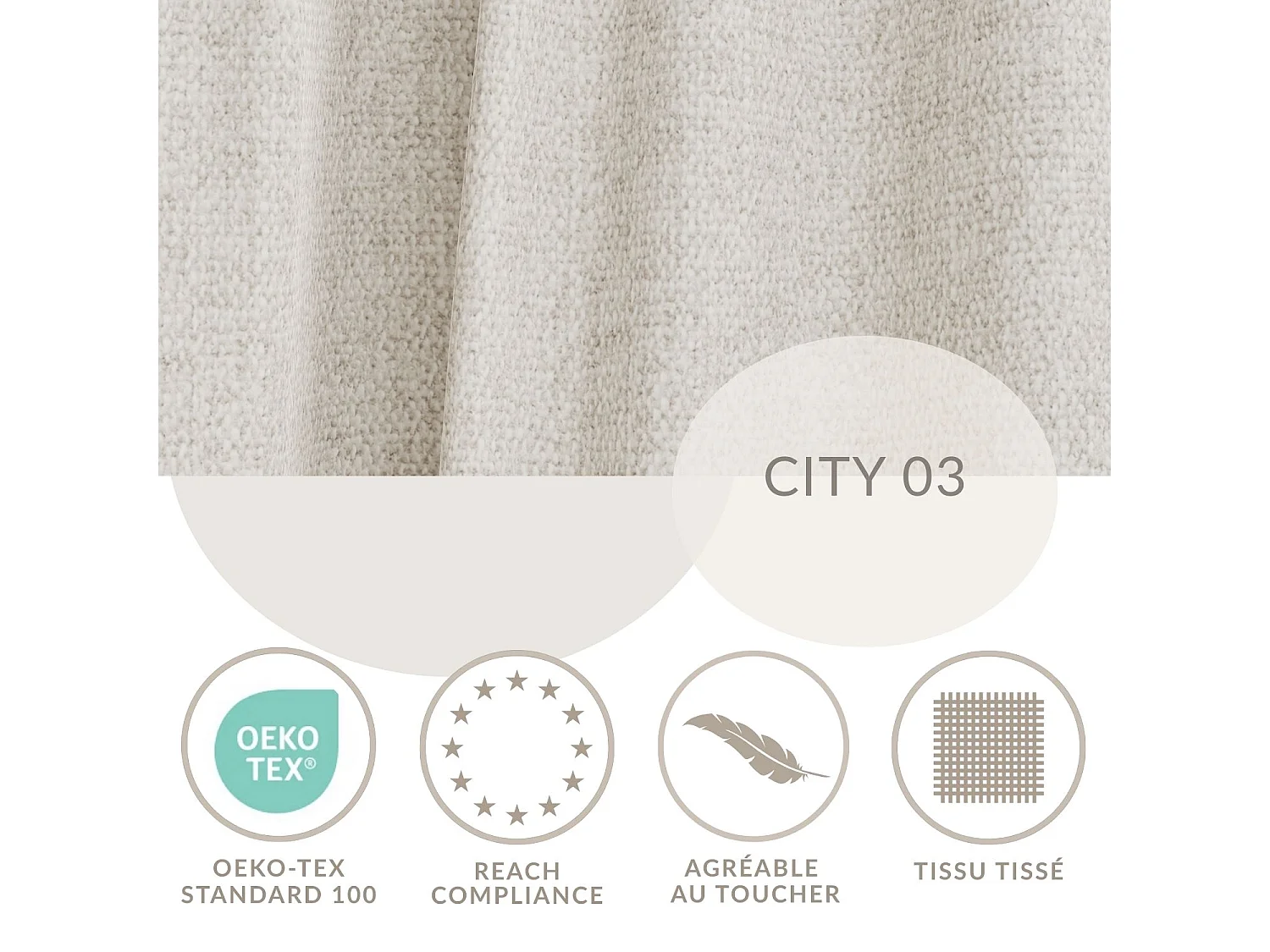 Canapé 3 places convertible en tissu tressé beige clair TOLUCA