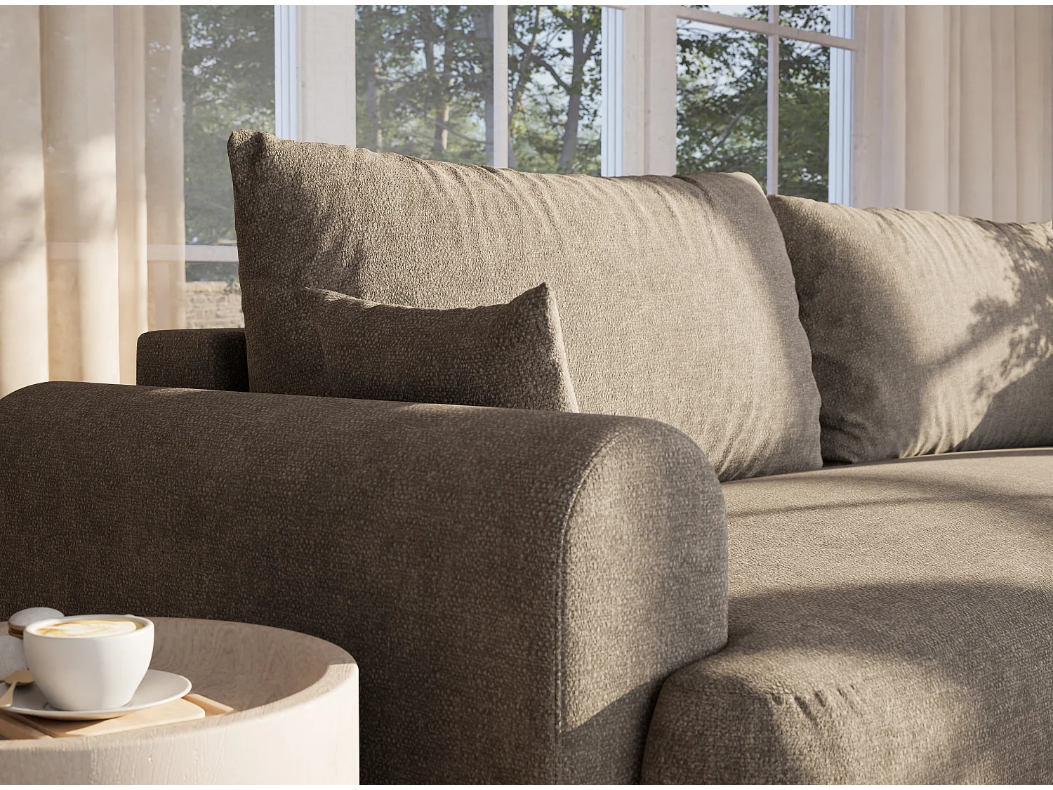 Kanapa 3-osobowa rozkładana z szenilowej tkaniny - brązowa - TOLUCA