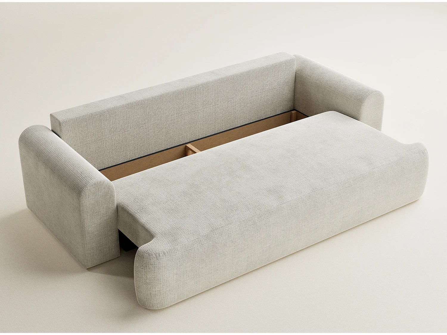 3-zits slaapbank met opbergruimte - chenille stof - beige grijs - TOLUCA