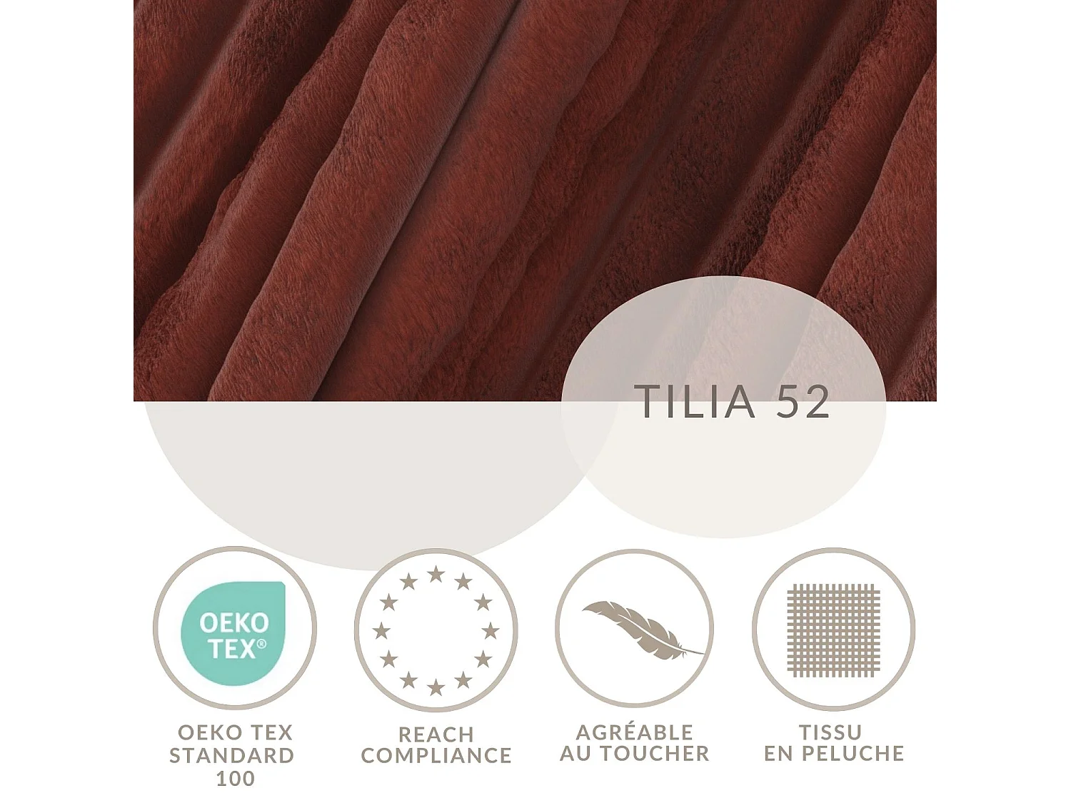 Canapé d'angle droit 5 places en tissu en peluche couleur brique MAZE