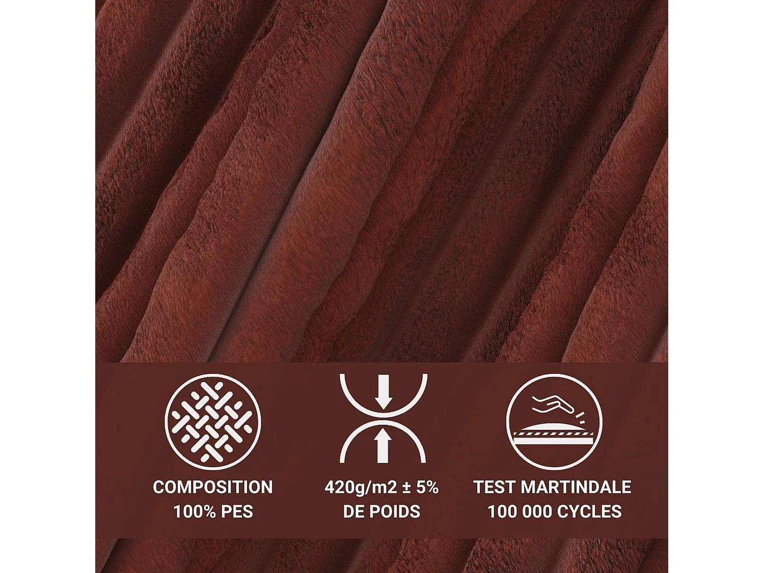 Canapé d'angle droit 5 places en tissu en peluche couleur brique MAZE