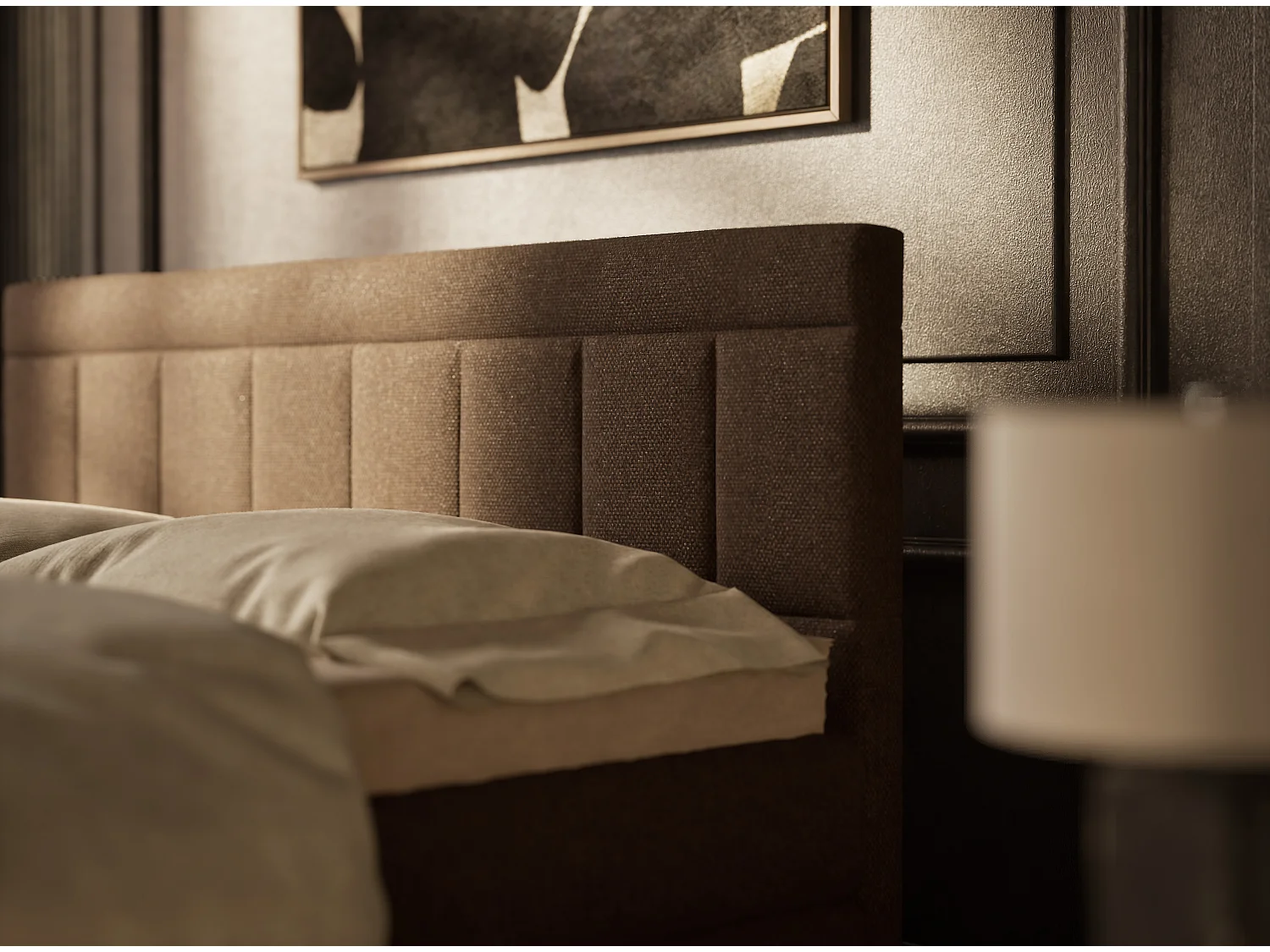 Boxspringbed met hoofdbord + matras + dekmatras - 180x200 cm - bruin - CAYA