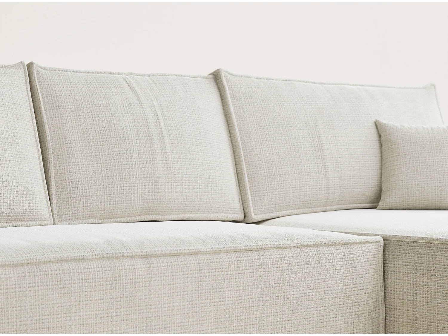 Narożnik prawostronny 5-osobowy rozkładany w tkaninie szenilowej - beżowoszary - MAZE