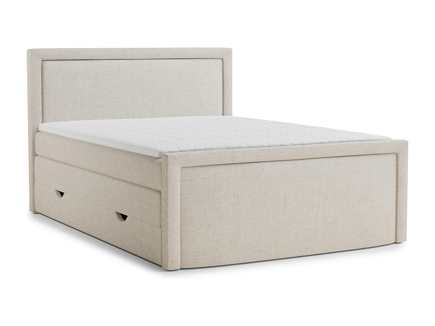 Boxspringbed met hoofdbord + matras + dekmatras - 180x200 cm - beige - FRESCO