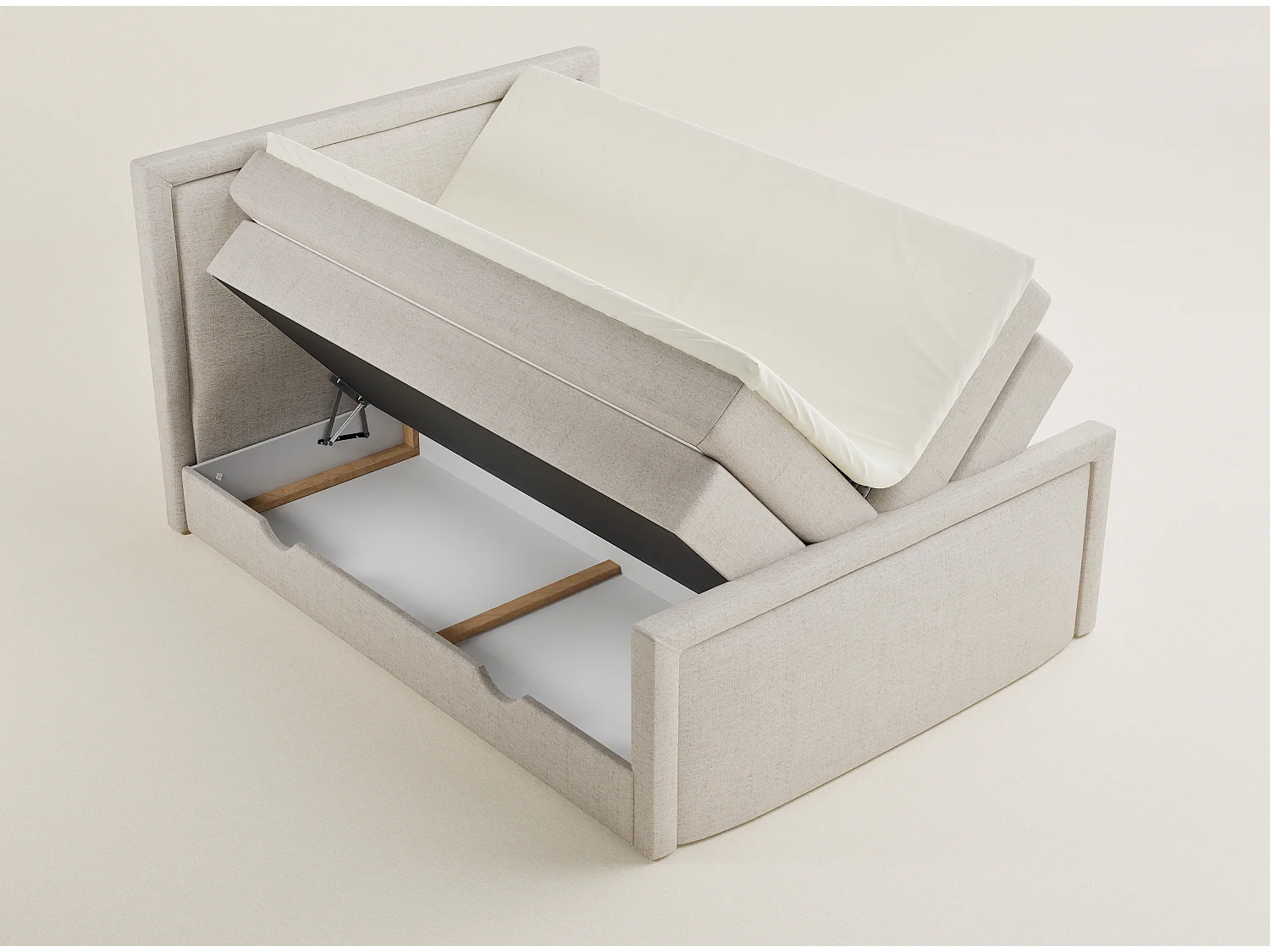 Boxspringbed met hoofdbord + matras + dekmatras - 200x200 cm - beige - FRESCO