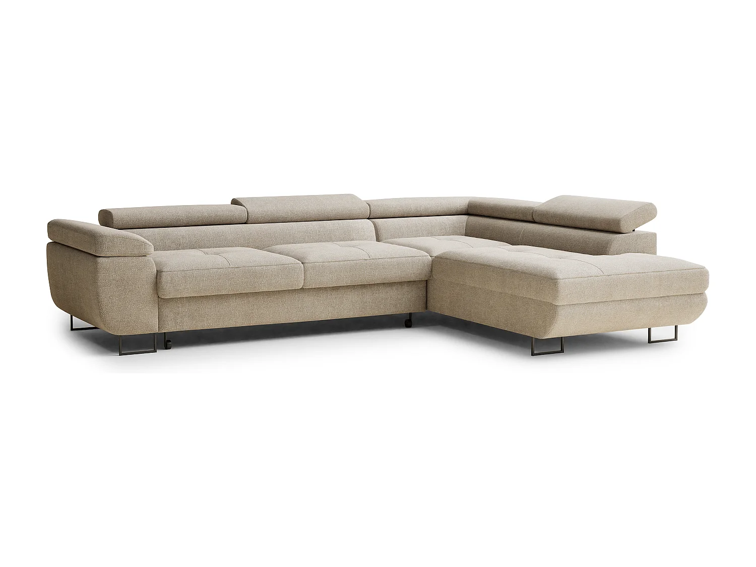 Hoekbank 4-zits met hoek rechts - van chenille stof - beige - CONCORD